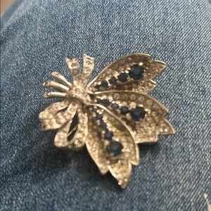 Elegant Sapphire Butterfly Brooch